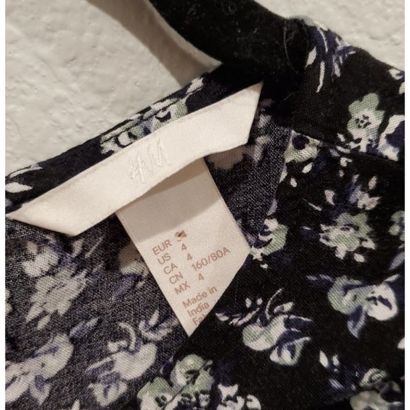 H&M White Flowers Black Mini Dress - Picture 2 of 4